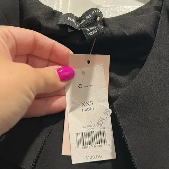 NWT Banana Republic Petite Black Ruffled Sleeveless Dress, XXS Petite - Picture 5 of 7